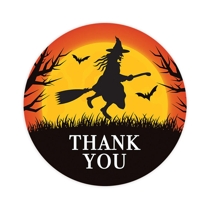 Halloween Thank You Stickers Labels For Kids Treat Bags Goodie, Halloween Party Favors-Set of 120-Andaz Press-Witch on Broom-