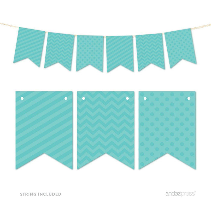 Hanging Pennant Banner Party Garland Decor-Set of 21-Andaz Press-Diamond Blue-