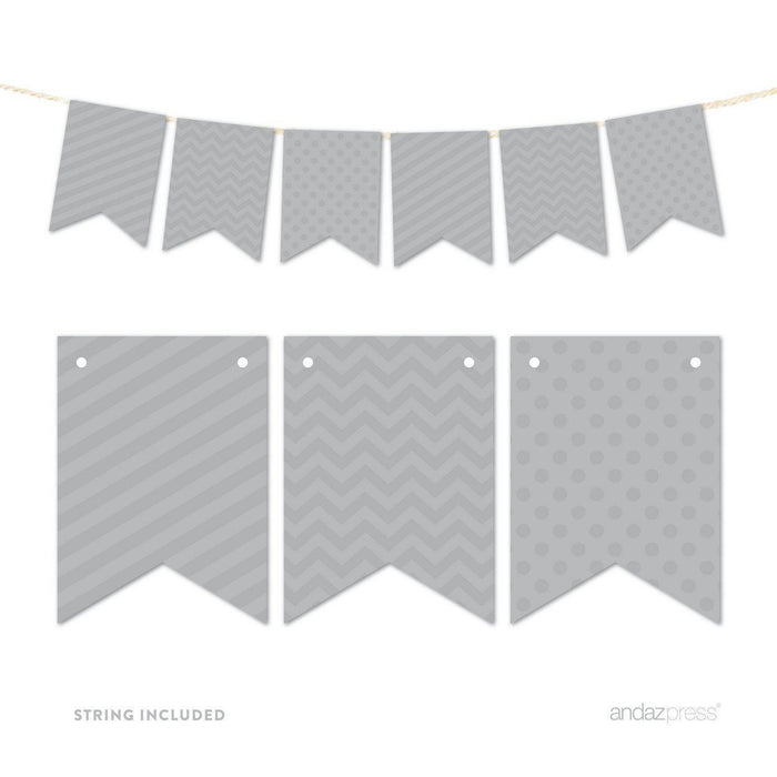 Hanging Pennant Banner Party Garland Decor-Set of 21-Andaz Press-Gray-