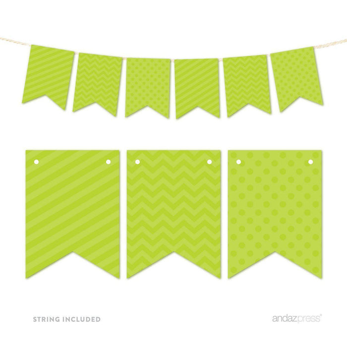 Hanging Pennant Banner Party Garland Decor-Set of 21-Andaz Press-Lime Green Chartreuse-