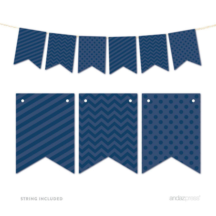 Hanging Pennant Banner Party Garland Decor-Set of 21-Andaz Press-Navy Blue-