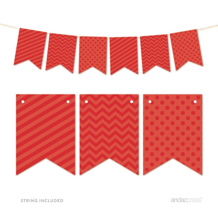 Hanging Pennant Banner Party Garland Decor-Set of 21-Andaz Press-Red-