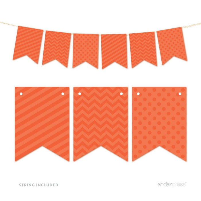 Hanging Pennant Banner Party Garland Decor-Set of 21-Andaz Press-Tangerine Orange-