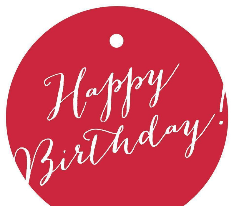Happy Birthday! Circle Gift Tags, Whimsical Style-Set of 24-Andaz Press-Red-