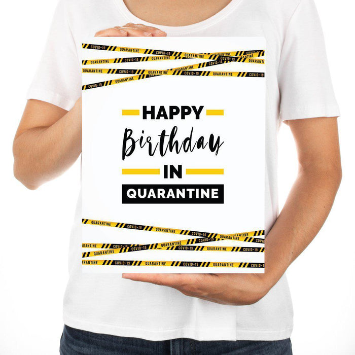 Happy Birthday Quarantine Jumbo Card for Social Distance Celebrations-Set of 1-Andaz Press-Happy Birthday In Quarantine, Caution Tape Design-