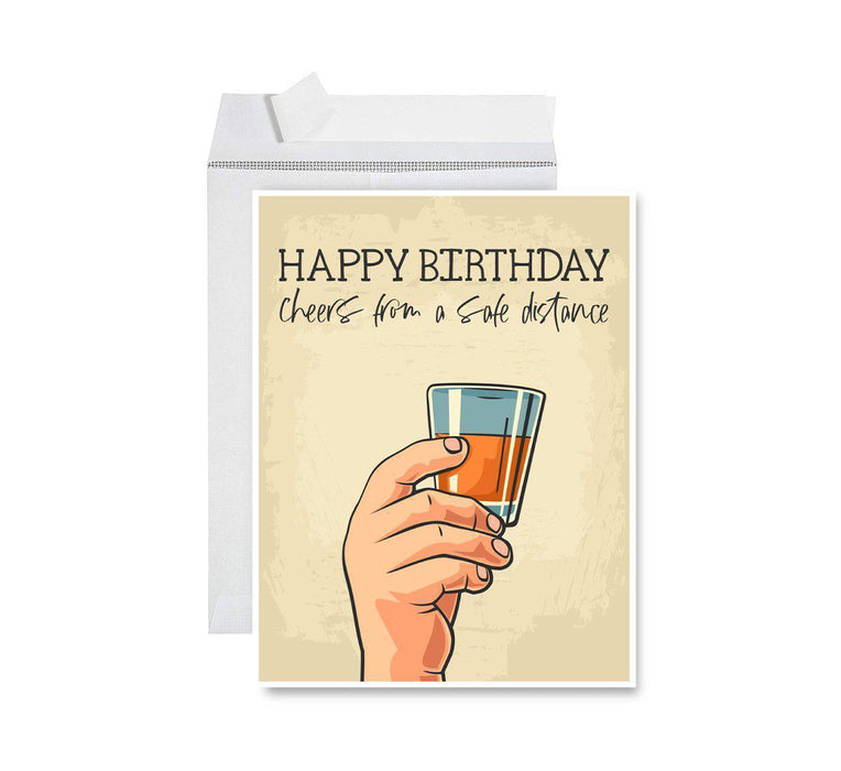 Happy Birthday Quarantine Jumbo Card for Social Distance Celebrations-Set of 1-Andaz Press-Happy Birthday Cheers From A Safe Distance-