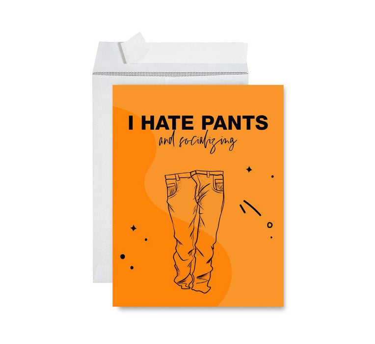 Happy Birthday Quarantine Jumbo Card for Social Distance Celebrations-Set of 1-Andaz Press-I Hate Pants And Social Distancing-