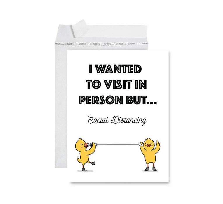 Happy Birthday Quarantine Jumbo Card for Social Distance Celebrations-Set of 1-Andaz Press-I Wanted To Visit In Person But Social Distancing-