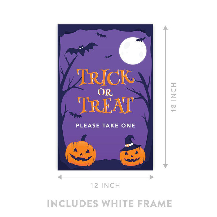 Happy Halloween Candy Sign Please Take One Sign Trick Or Treat Sign Halloween-Set of 1-Andaz Press-Bats and Jack O Lanterns-