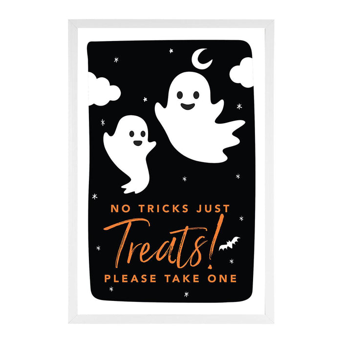 Happy Halloween Candy Sign Please Take One Sign Trick Or Treat Sign Halloween-Set of 1-Andaz Press-No Tricks Just Treats Ghosts-