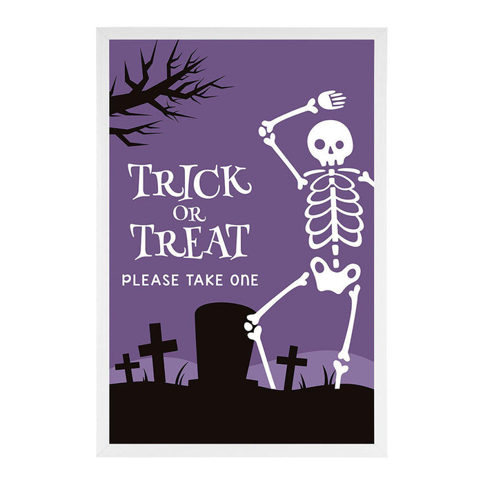 Happy Halloween Candy Sign Please Take One Sign Trick Or Treat Sign Halloween-Set of 1-Andaz Press-Skeleton-