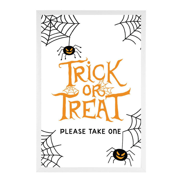 Happy Halloween Candy Sign Please Take One Sign Trick Or Treat Sign Halloween-Set of 1-Andaz Press-Spiders and Webs-