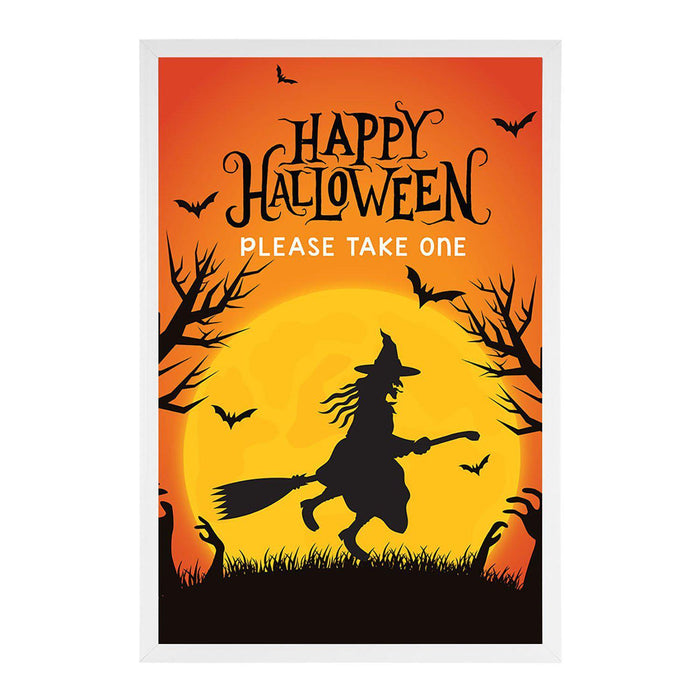 Happy Halloween Candy Sign Please Take One Sign Trick Or Treat Sign Halloween-Set of 1-Andaz Press-Witch on Broomstick-