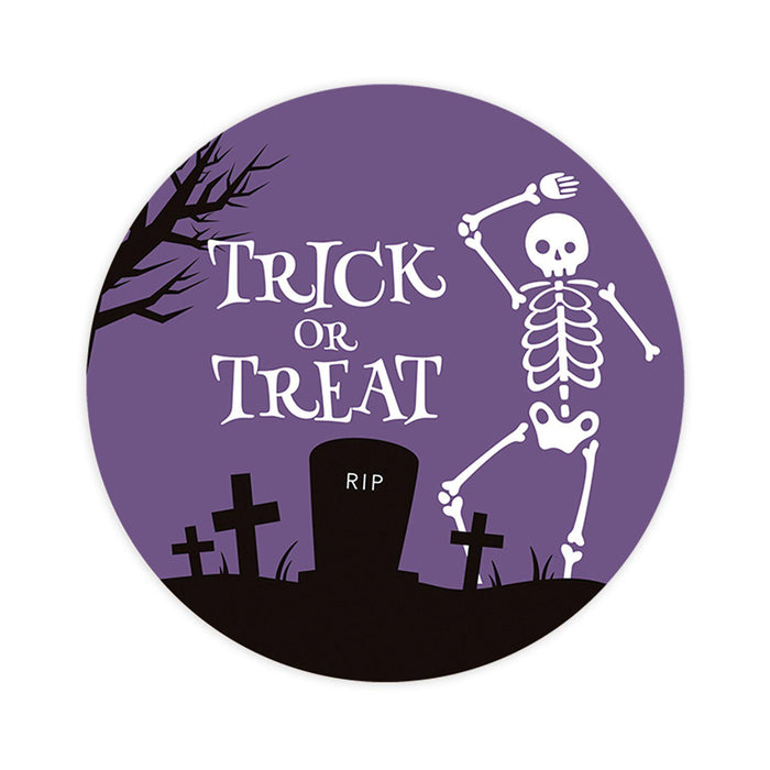 Happy Halloween Stickers Labels For Kids Treat Bags Goodie, Halloween Party Favors-Set of 120-Andaz Press-Skeleton in Graveyard-