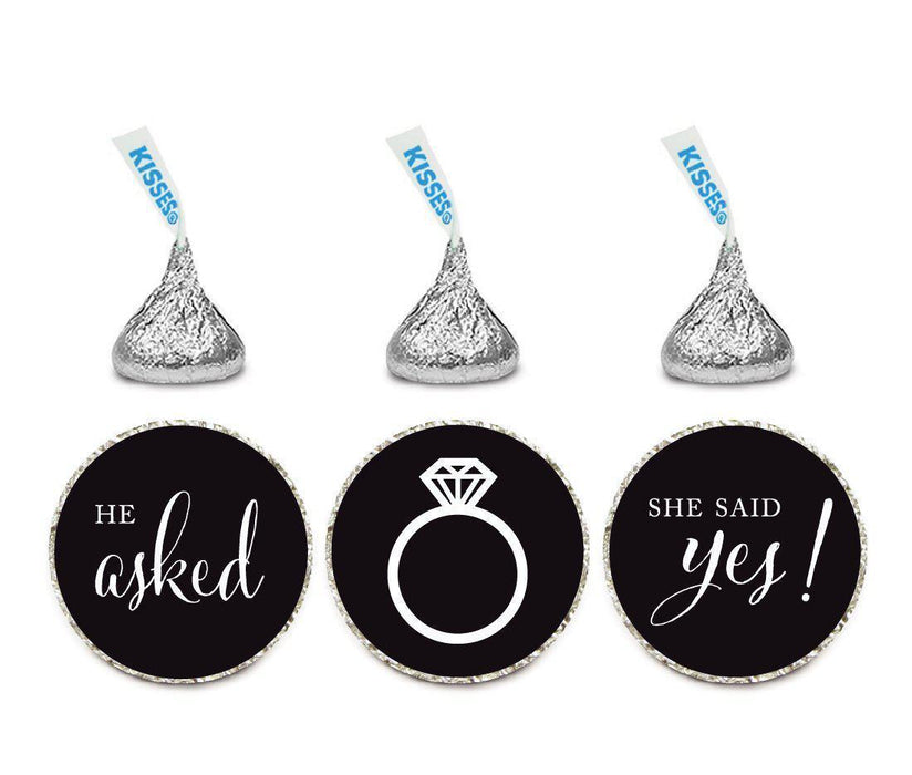 He Asked She Said Yes! Hershey's Kisses Stickers-Set of 216-Andaz Press-Black-