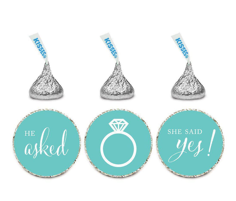 He Asked She Said Yes! Hershey's Kisses Stickers-Set of 216-Andaz Press-Diamond Blue-