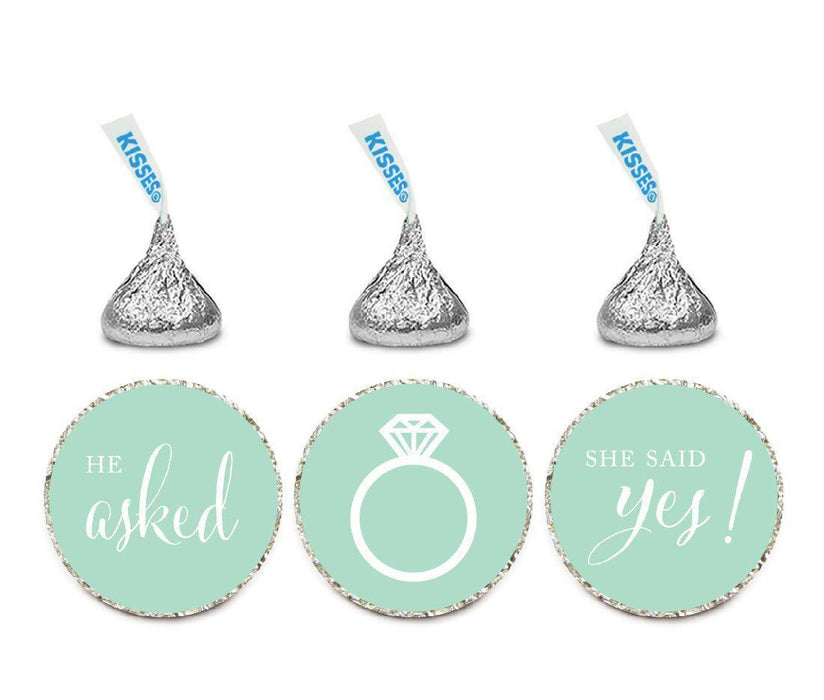 He Asked She Said Yes! Hershey's Kisses Stickers-Set of 216-Andaz Press-Mint Green-