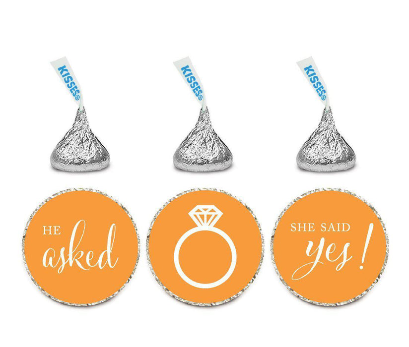 He Asked She Said Yes! Hershey's Kisses Stickers-Set of 216-Andaz Press-Orange-
