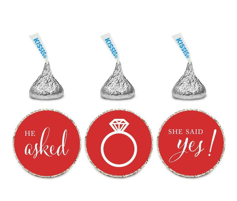 He Asked She Said Yes! Hershey's Kisses Stickers-Set of 216-Andaz Press-Red-