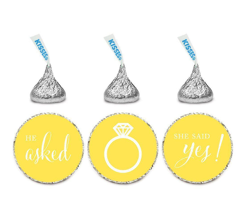 He Asked She Said Yes! Hershey's Kisses Stickers-Set of 216-Andaz Press-Yellow-