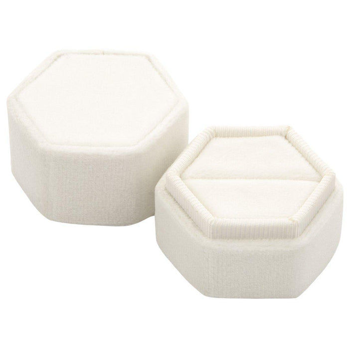 Hexagon Velvet Ring Box-Set of 1-Koyal Wholesale-Champagne-