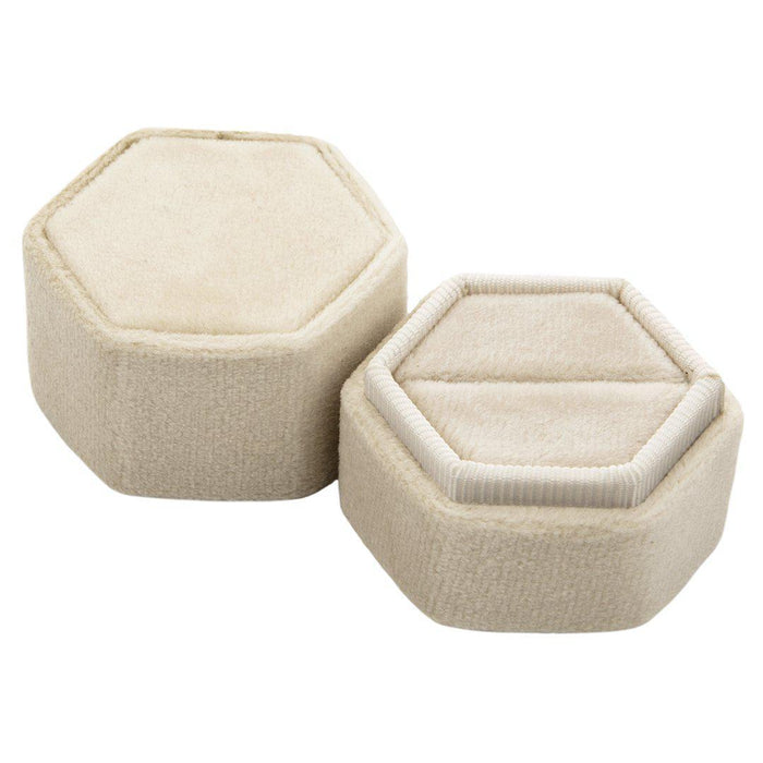 Hexagon Velvet Ring Box-Set of 1-Koyal Wholesale-Champagne-