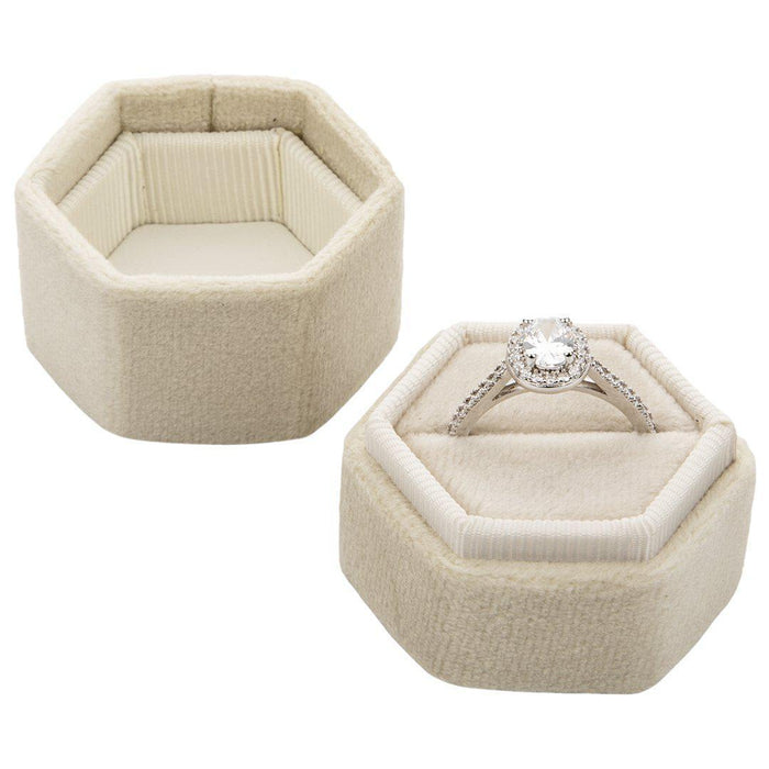 Hexagon Velvet Ring Box-Set of 1-Koyal Wholesale-Champagne-