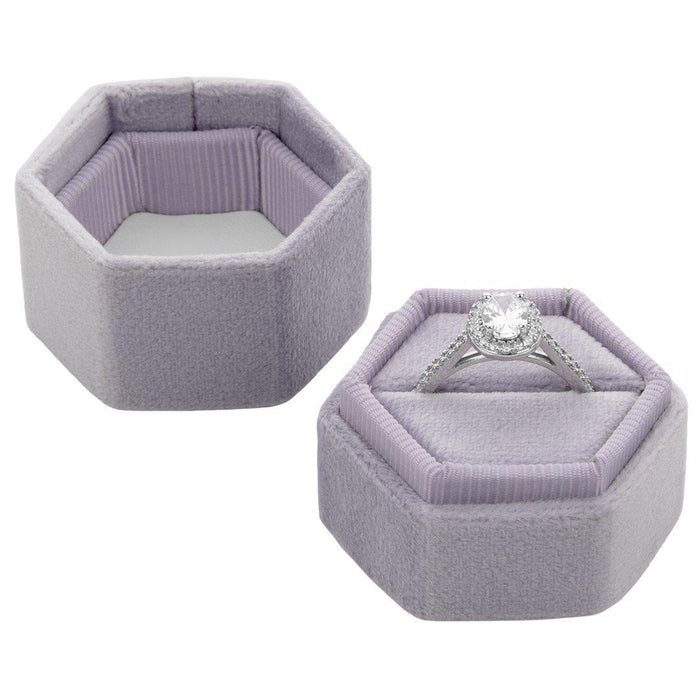 Hexagon Velvet Ring Box-Set of 1-Koyal Wholesale-Iris-