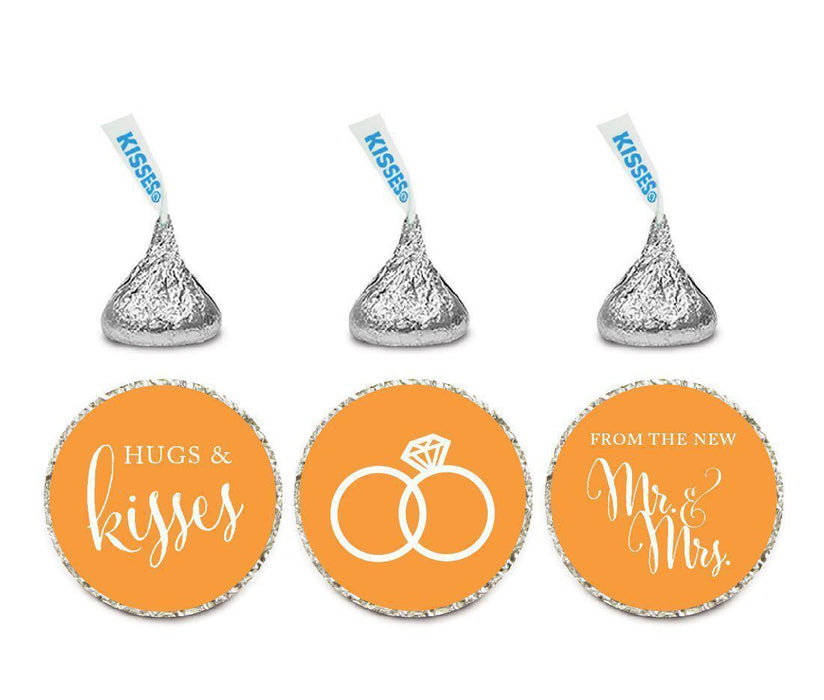 Hugs & Kisses from the New Mr. & Mrs. Hershey's Kisses Stickers-Set of 216-Andaz Press-Orange-