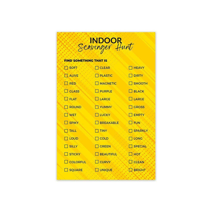 Indoor Scavenger Hunt Game Cards, Indoor Outdoor Activities for Children, Parties, Holiday Games-Set of 20-Andaz Press-Yellow Design-