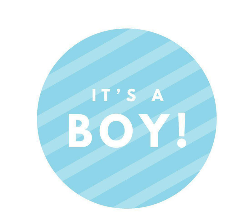It's A Boy! Round Baby Shower Gift Label Stickers-Set of 40-Andaz Press-Baby Blue-