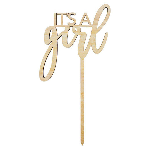 It's A Girl Laser Cut Wood Cake Topper-Set of 1-Andaz Press-Natural-