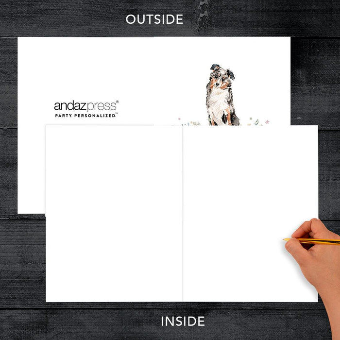Jumbo Pet Sympathy Card with Envelope, Dog Grief Bereavement Card, 8.5" x 11" Design 2-Set of 1-Andaz Press-Australian Shepherd-