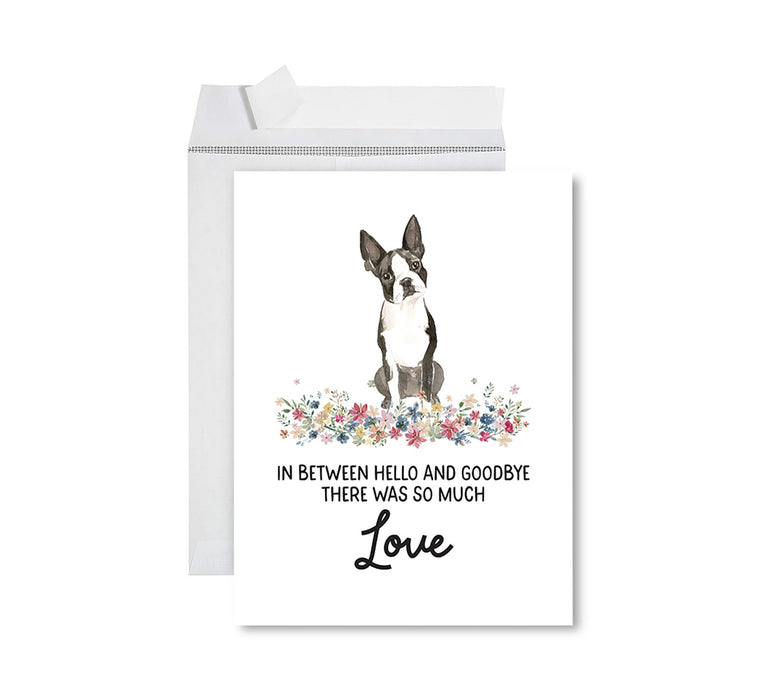 Jumbo Pet Sympathy Card with Envelope, Dog Grief Bereavement Card, 8.5" x 11" Design 2-Set of 1-Andaz Press-Boston Terrier-