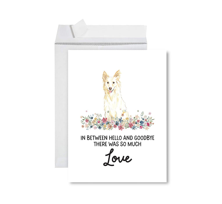 Jumbo Pet Sympathy Card with Envelope, Dog Grief Bereavement Card, 8.5" x 11" Design 2-Set of 1-Andaz Press-White Collie-