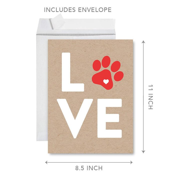 Jumbo Pet Sympathy Card with Envelope, Sorry For Your Loss Card, 8.5" x 11"-Set of 1-Andaz Press-Love Paw Print-