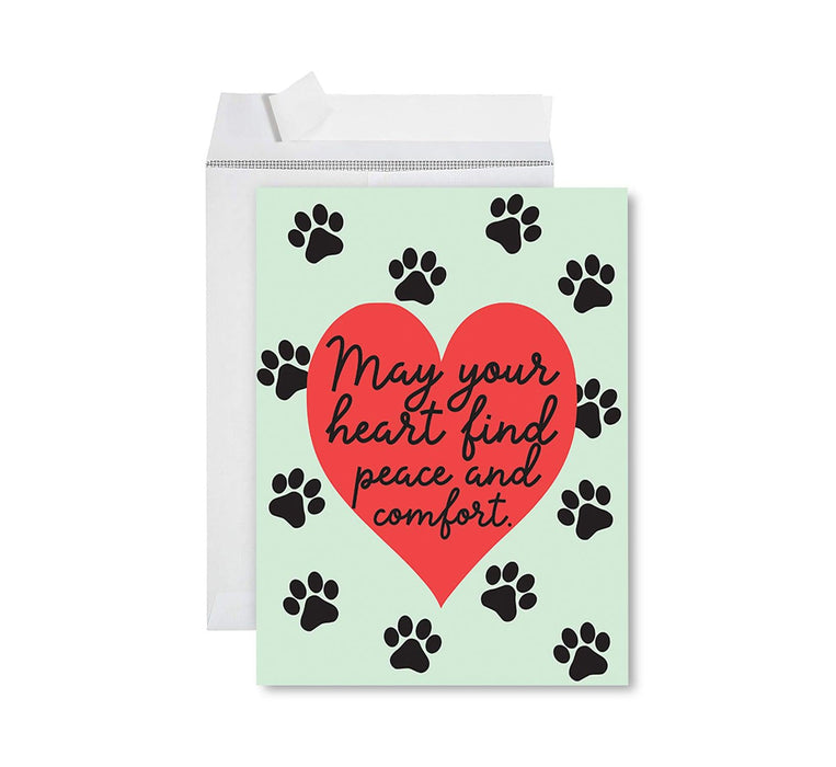 Jumbo Pet Sympathy Card with Envelope, Sorry For Your Loss Card, 8.5" x 11"-Set of 1-Andaz Press-May Your Heart Find Peace and Comfort-