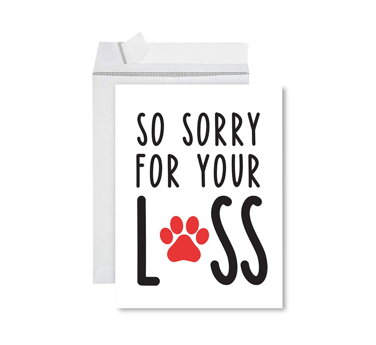 Jumbo Pet Sympathy Card with Envelope, Sorry For Your Loss Card, 8.5" x 11"-Set of 1-Andaz Press-So Sorry For Your Loss-