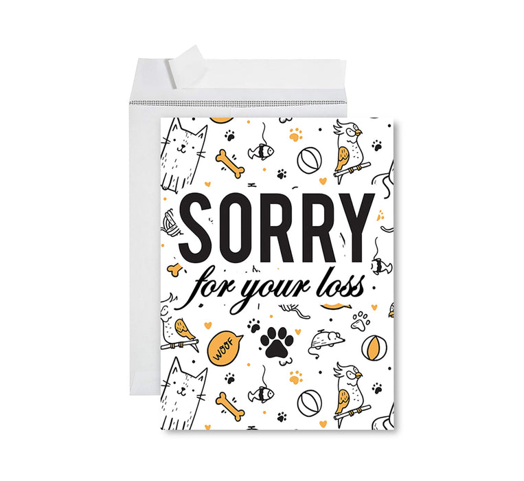 Jumbo Pet Sympathy Card with Envelope, Sorry For Your Loss Card, 8.5" x 11"-Set of 1-Andaz Press-Sorry For Your Loss Pet-
