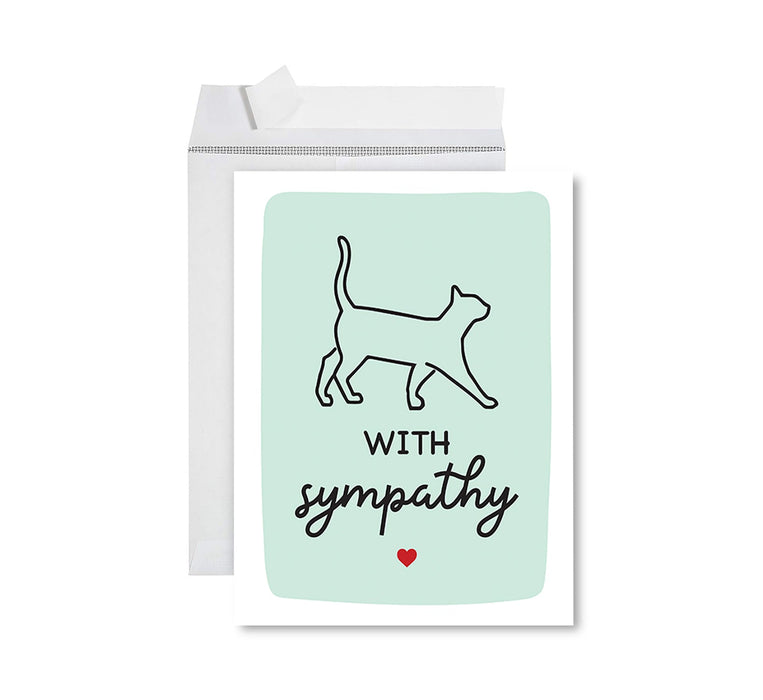 Jumbo Pet Sympathy Card with Envelope, Sorry For Your Loss Card, 8.5" x 11"-Set of 1-Andaz Press-With Sympathy Cat-