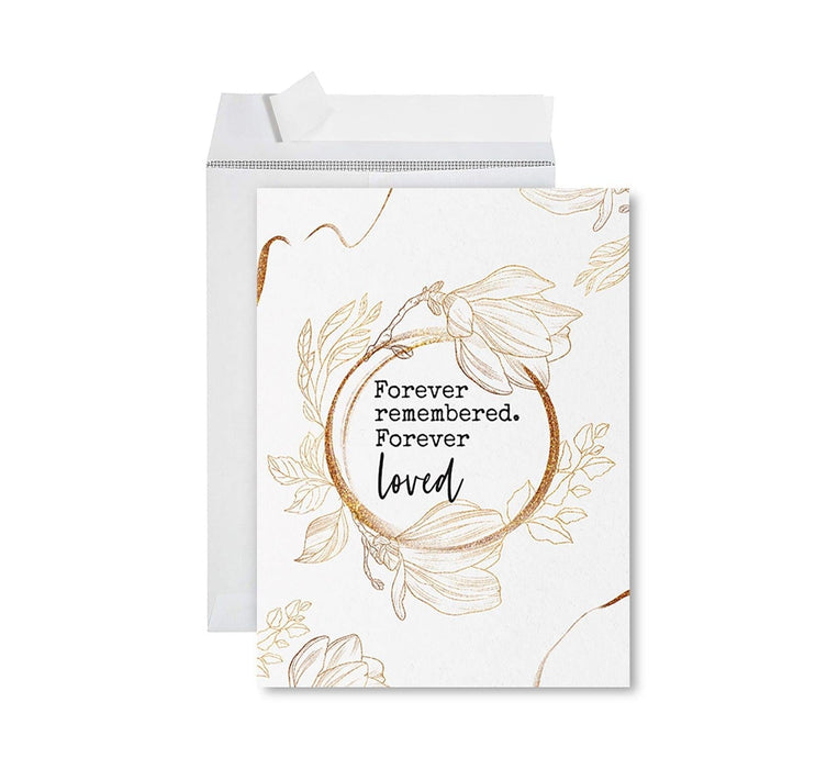 Jumbo Sympathy Card with Envelope, Premium Condolences Card with Big Blank Space-Set of 1-Andaz Press-Forever Remembered Forever Loved-