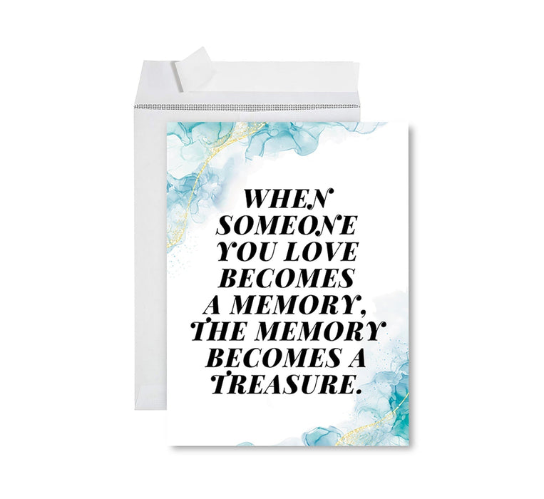Jumbo Sympathy Card with Envelope, Premium Condolences Card with Big Blank Space-Set of 1-Andaz Press-The Memory Becomes A Treasure-