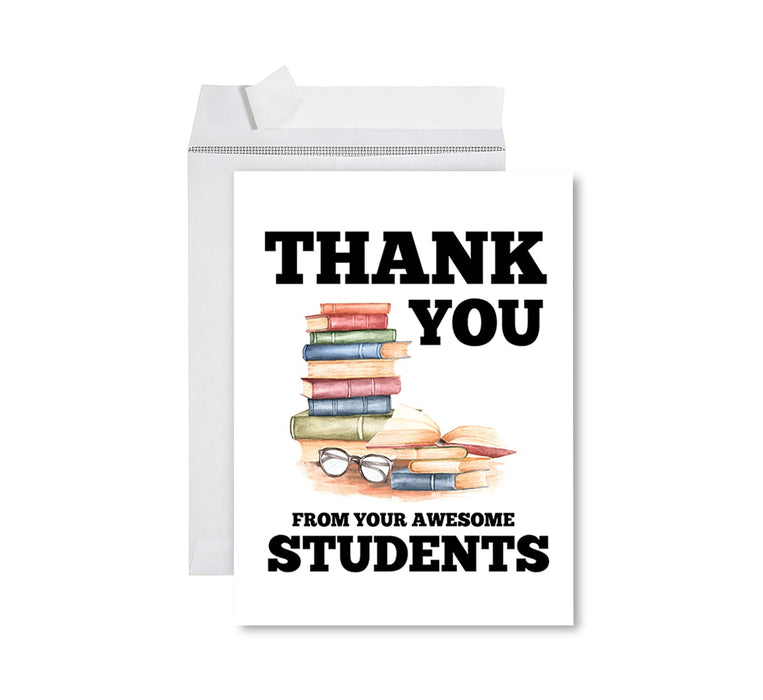 Jumbo Teacher Appreciation Cards - Best Staff Around Thank You Card with Envelope, 31 Designs-Set of 1-Andaz Press-From Your Awesome Students-