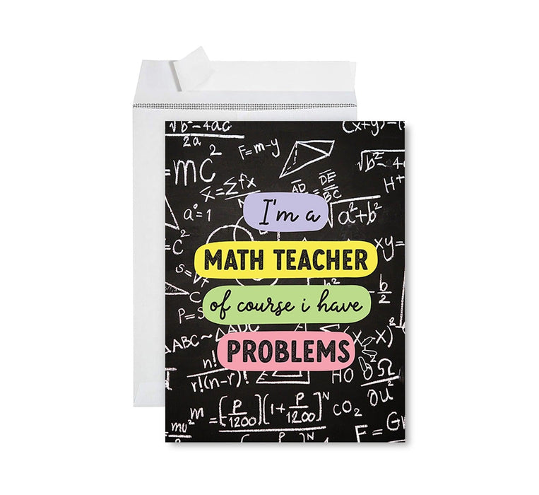 Jumbo Teacher Appreciation Cards - Best Staff Around Thank You Card with Envelope, 31 Designs-Set of 1-Andaz Press-Math Teacher-