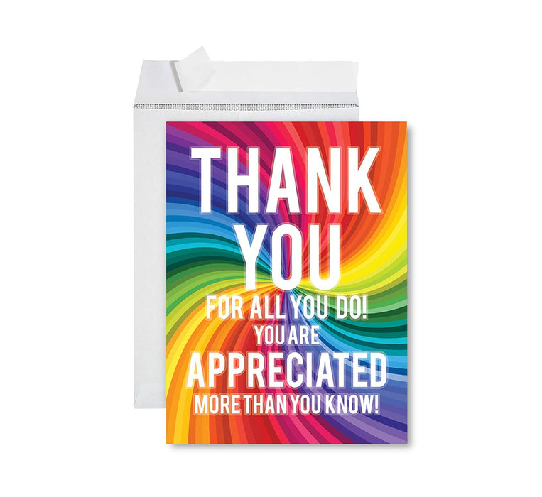 Jumbo Teacher Appreciation Cards - Best Staff Around Thank You Card with Envelope, 31 Designs-Set of 1-Andaz Press-You Are Appreciated-