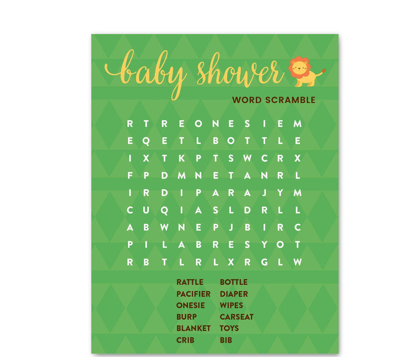 Jungle Safari Baby Shower Games & Fun Activities-Set of 1-Andaz Press-Word Search-