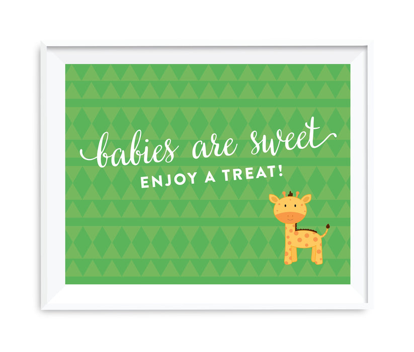 Jungle Safari Baby Shower Party Signs-Set of 1-Andaz Press-Babies Are Sweet, Enjoy A Treat-