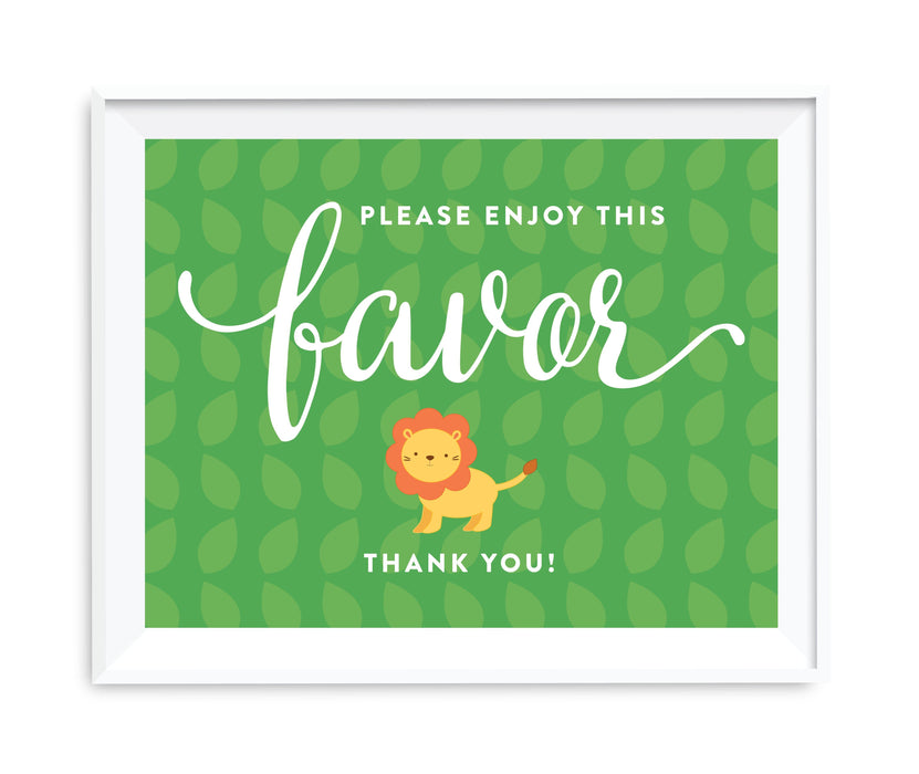 Jungle Safari Baby Shower Party Signs-Set of 1-Andaz Press-Please Enjoy This Favor, Thank You-