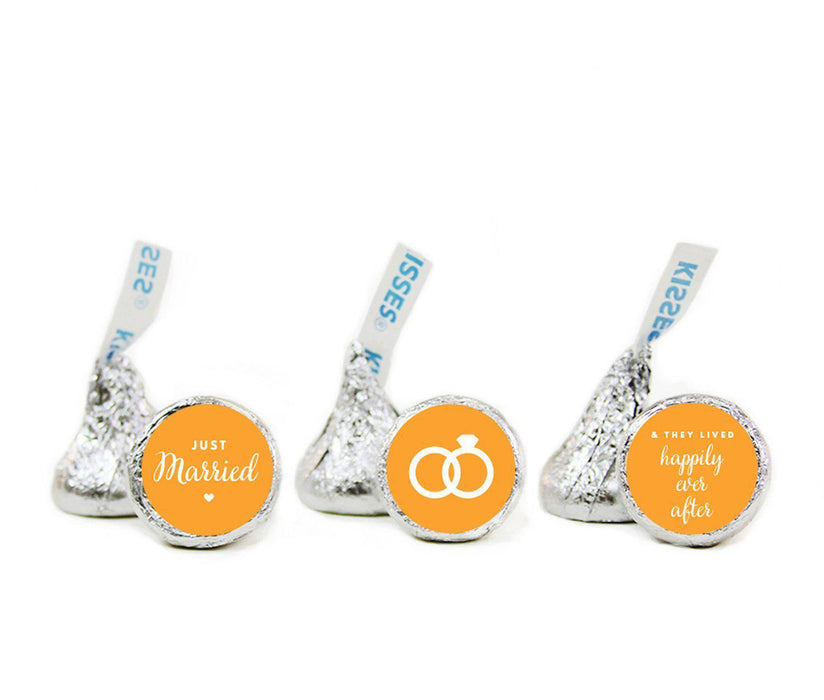 Just Married Hershey's Kisses Stickers-Set of 216-Andaz Press-Orange-