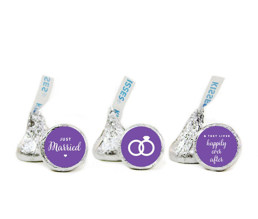 Just Married Hershey's Kisses Stickers-Set of 216-Andaz Press-Purple-